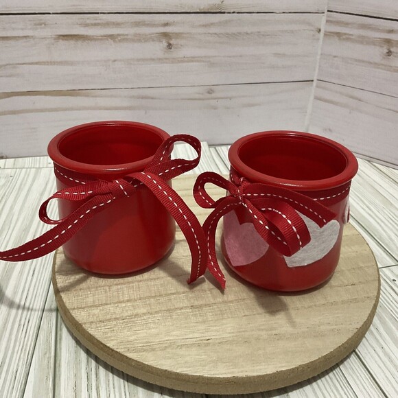 Valentines upcycled Oui yogurt succulent pot, votive holder Set Of 2 - Picture 2 of 13